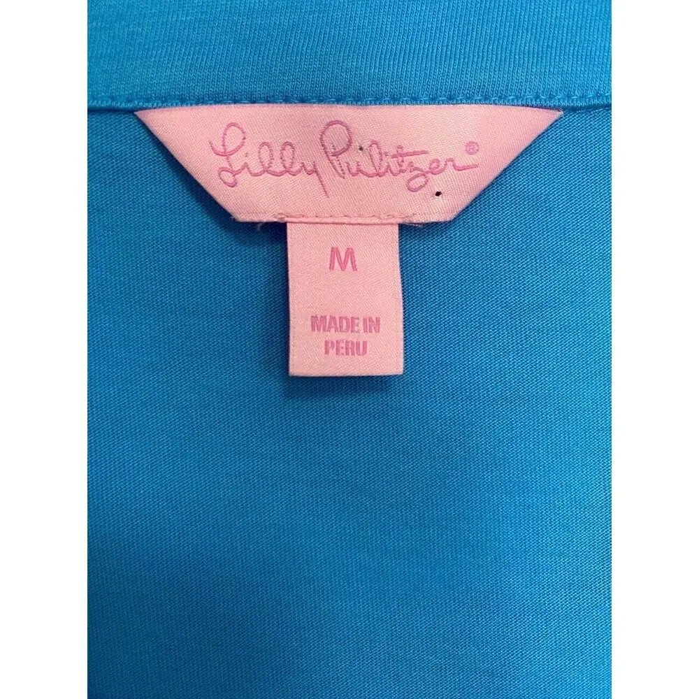 Lilly Pulitzer Beckett Dress in Ariel Blue pima cotton 3/4 sleeve sz M A000419 - Picture 6 of 7